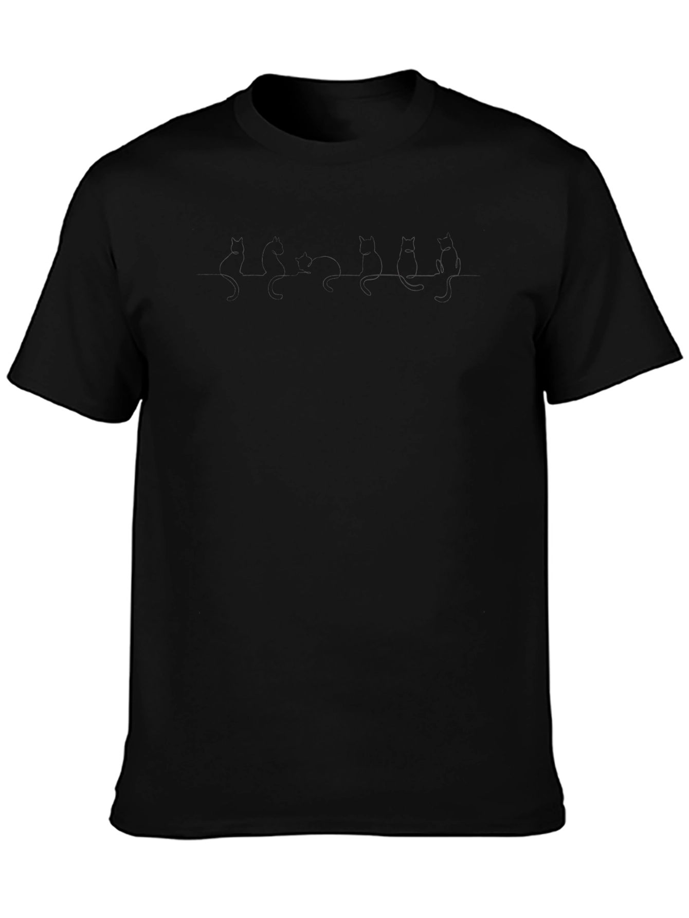Mens Black Graphic Tee - Cats on a Wire