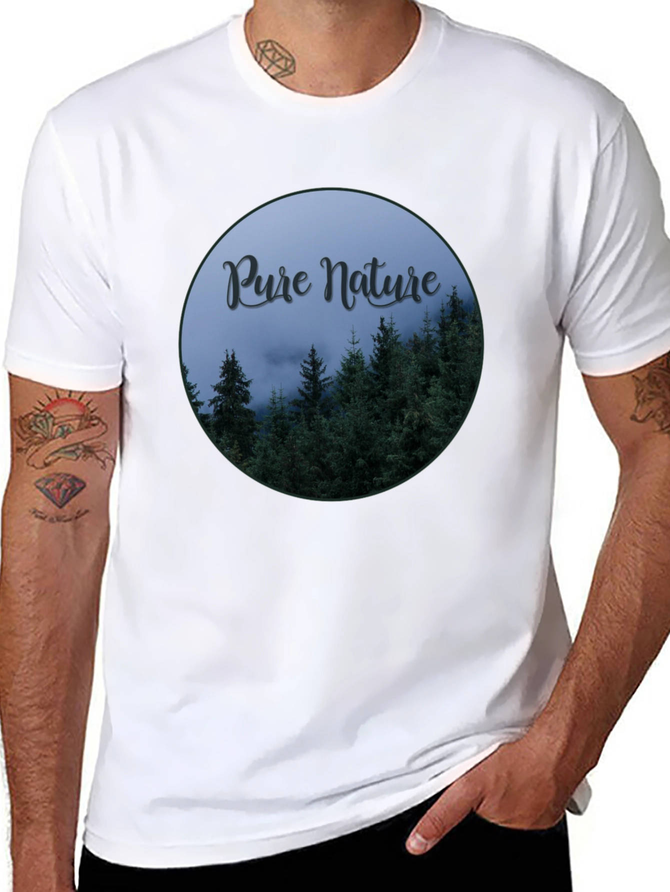 Pure Nature Forest Graphic Tee - Black