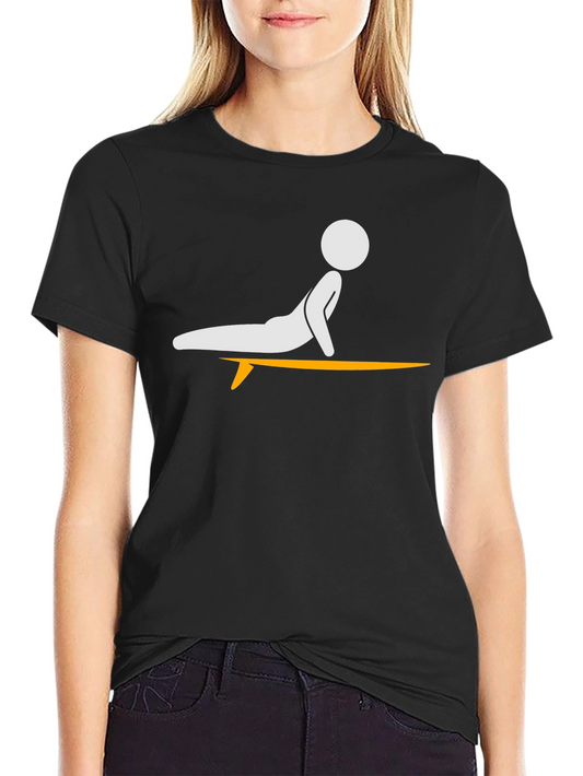 Surfing Yoga Pose Graphic Tee - Black