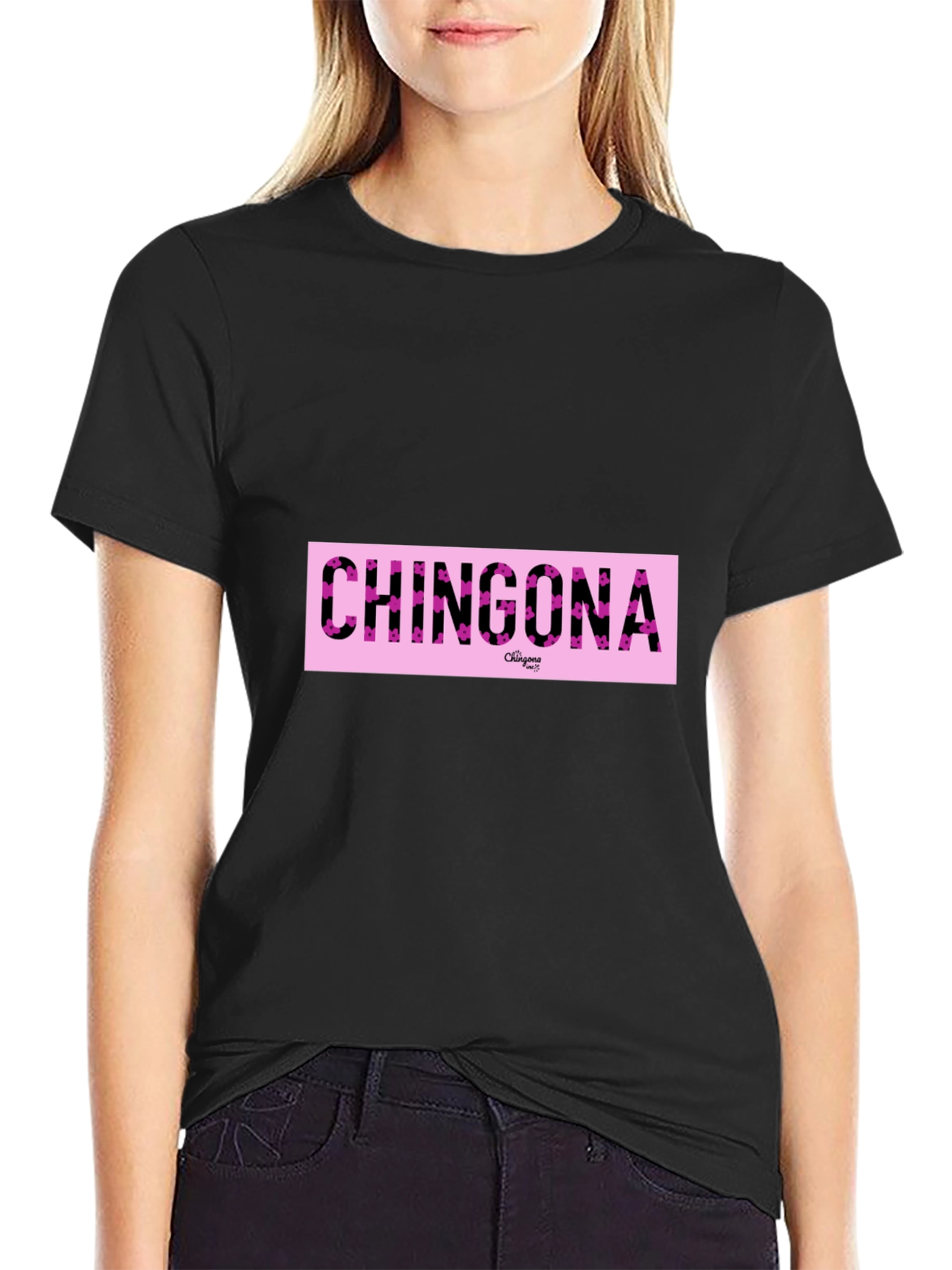 Chingona Graphic Print Crew Neck T-Shirt