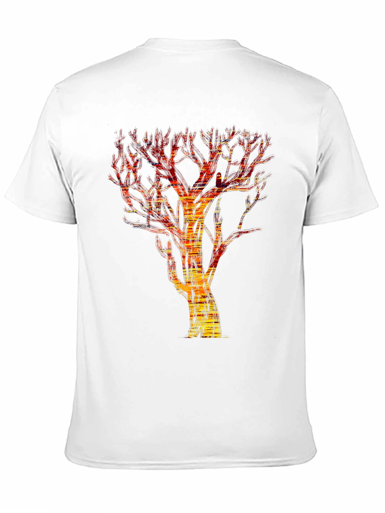 Abstract Fire Tree Graphic Tee - Modern Black T-Shirt