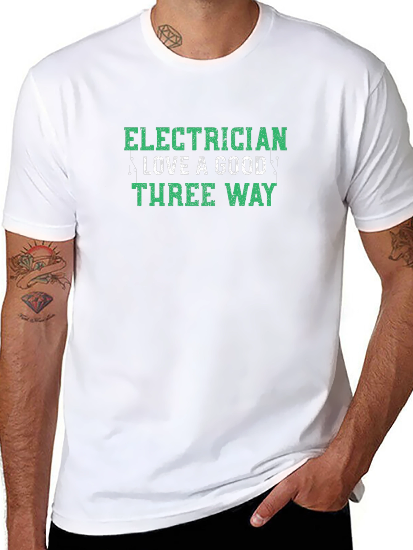 Electrician Three Way T-Shirt - Humorous Design